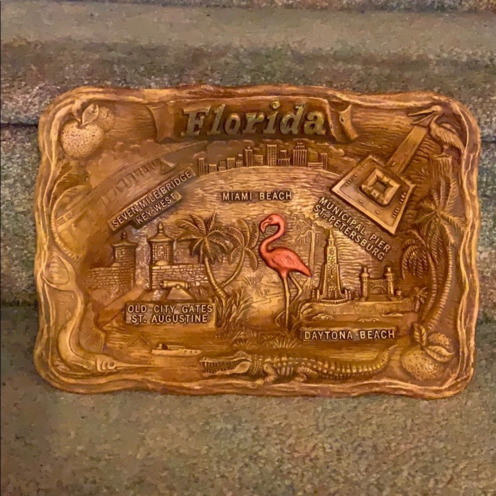 Vintage Florida Faux Wood Souvenir Bowl